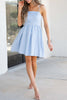 Load image into Gallery viewer, Simple A-Line Spaghetti Straps Light Blue Graduation Dress with Bowknot