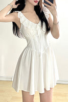Load image into Gallery viewer, Cute A-Line V-Neck Short Mini White Graduation Dress