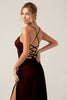 Load image into Gallery viewer, Black Red Sheath Spaghetti Straps Bridesmaid Dress With Elasticity