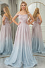 Load image into Gallery viewer, Glitter A-line Off the Shoulder Grey Pink Prom Dress with Pleated