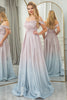 Load image into Gallery viewer, Glitter A-line Off the Shoulder Grey Pink Prom Dress with Pleated