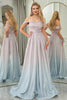 Load image into Gallery viewer, Glitter A-line Off the Shoulder Grey Pink Prom Dress with Pleated