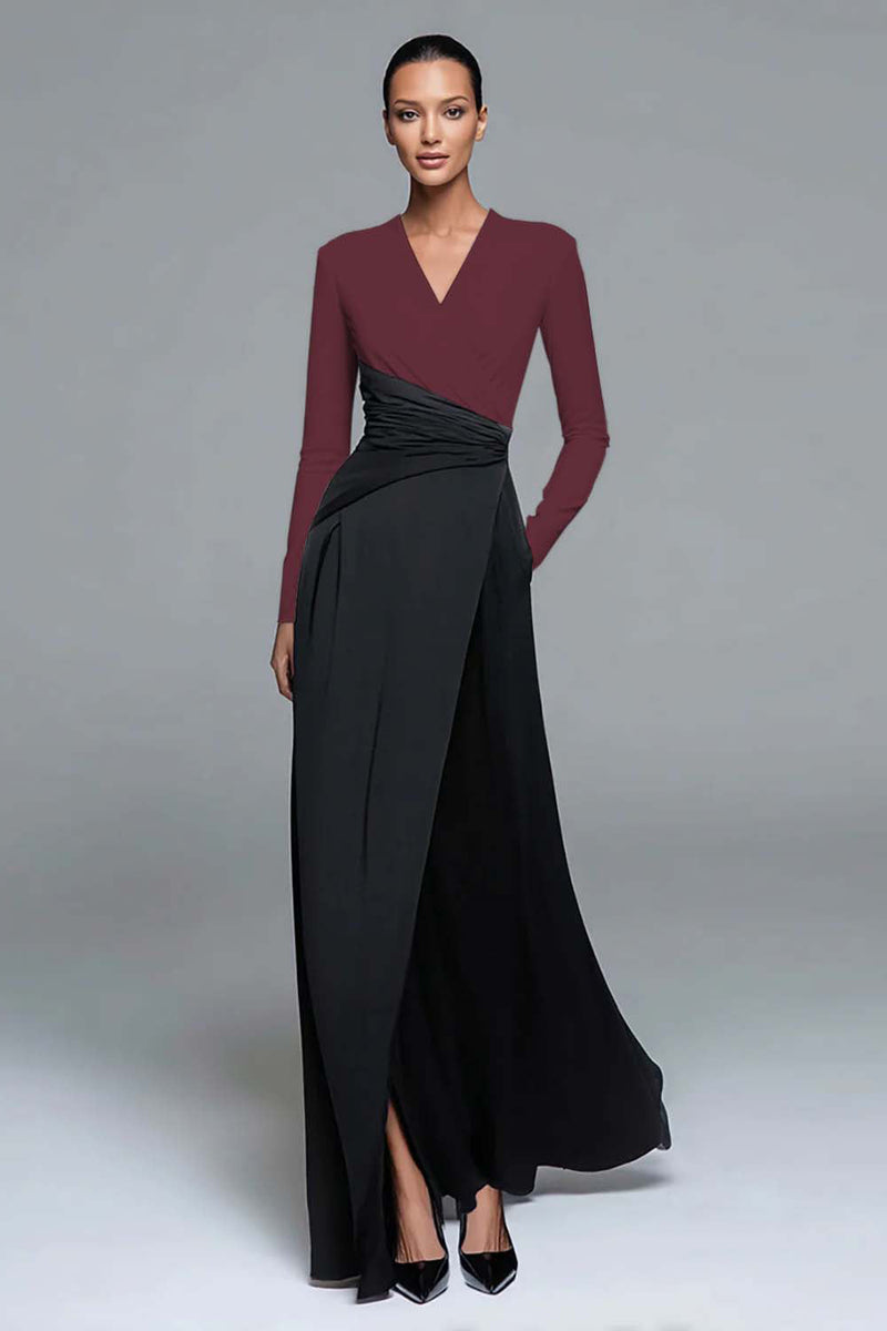 Load image into Gallery viewer, Black and White A-line V-Neck Formal Dress