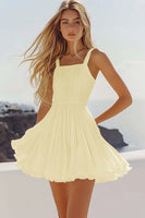 Load image into Gallery viewer, White A Line Pleated Short Graduation Dress