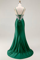 Load image into Gallery viewer, Grey Pink Spaghetti Straps Mermaid Long Prom Dress with Beading