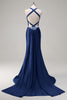 Load image into Gallery viewer, Dark Green Sparkly Beaded Corset Mermaid Spaghetti Straps Prom Dress