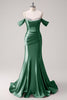 Load image into Gallery viewer, Golden Mermaid Cold Shoulder Sequined Ruched Long Prom Dress