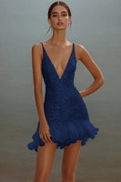 Load image into Gallery viewer, White Bodycon Spaghetti Straps Sequin Short Graduation Dress