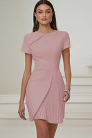 Load image into Gallery viewer, Ivory Pleated Work Dress with Short Sleeves