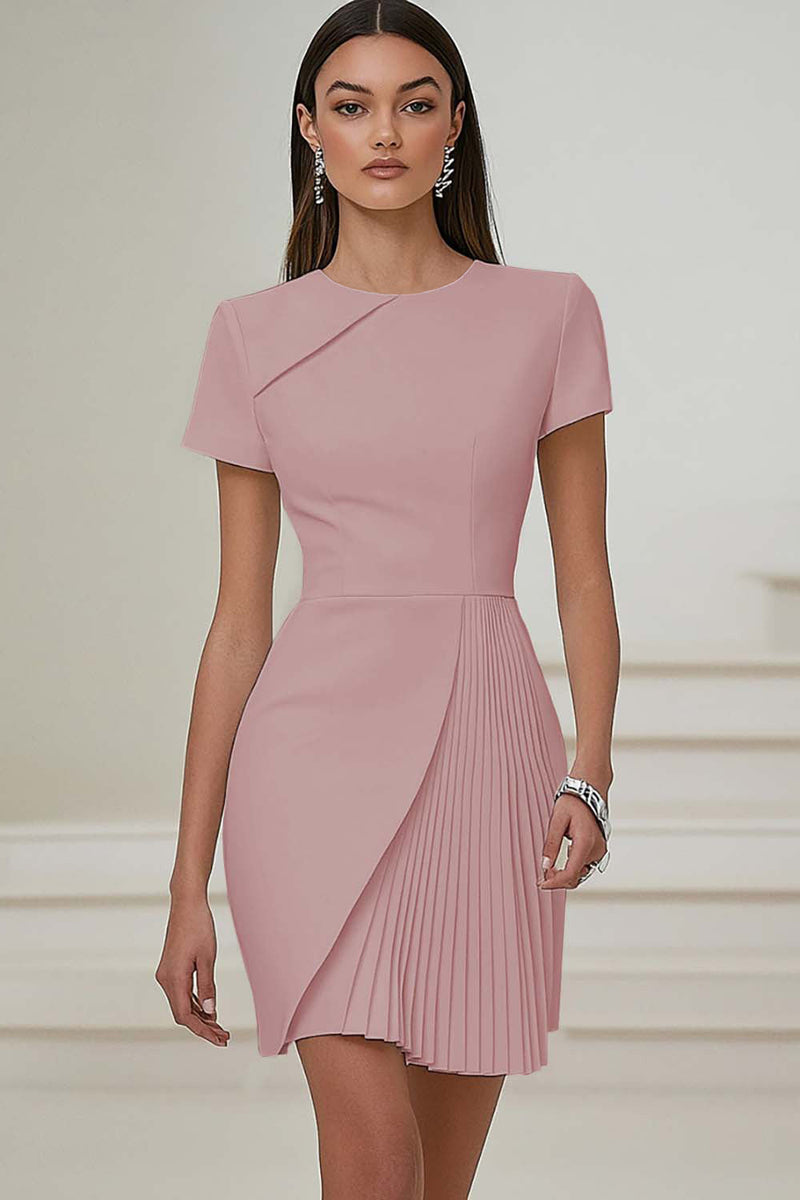 Load image into Gallery viewer, Ivory Pleated Work Dress with Short Sleeves