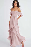 Load image into Gallery viewer, Ruffled Pleated Lilac Off the Shoulder A Line Formal Dress
