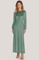 Load image into Gallery viewer, Ivory Satin Sheath Ankle Length Formal Dress with Long Sleeves