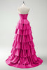 Load image into Gallery viewer, Green Sweetheart Princess Tiered Long Corset Prom Dress