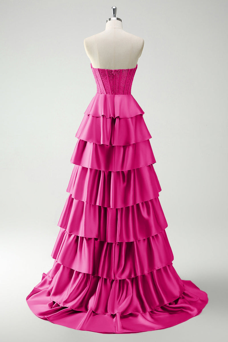 Load image into Gallery viewer, Green Sweetheart Princess Tiered Long Corset Prom Dress