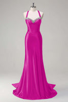 Load image into Gallery viewer, Dark Green Sparkly Beaded Corset Mermaid Spaghetti Straps Prom Dress