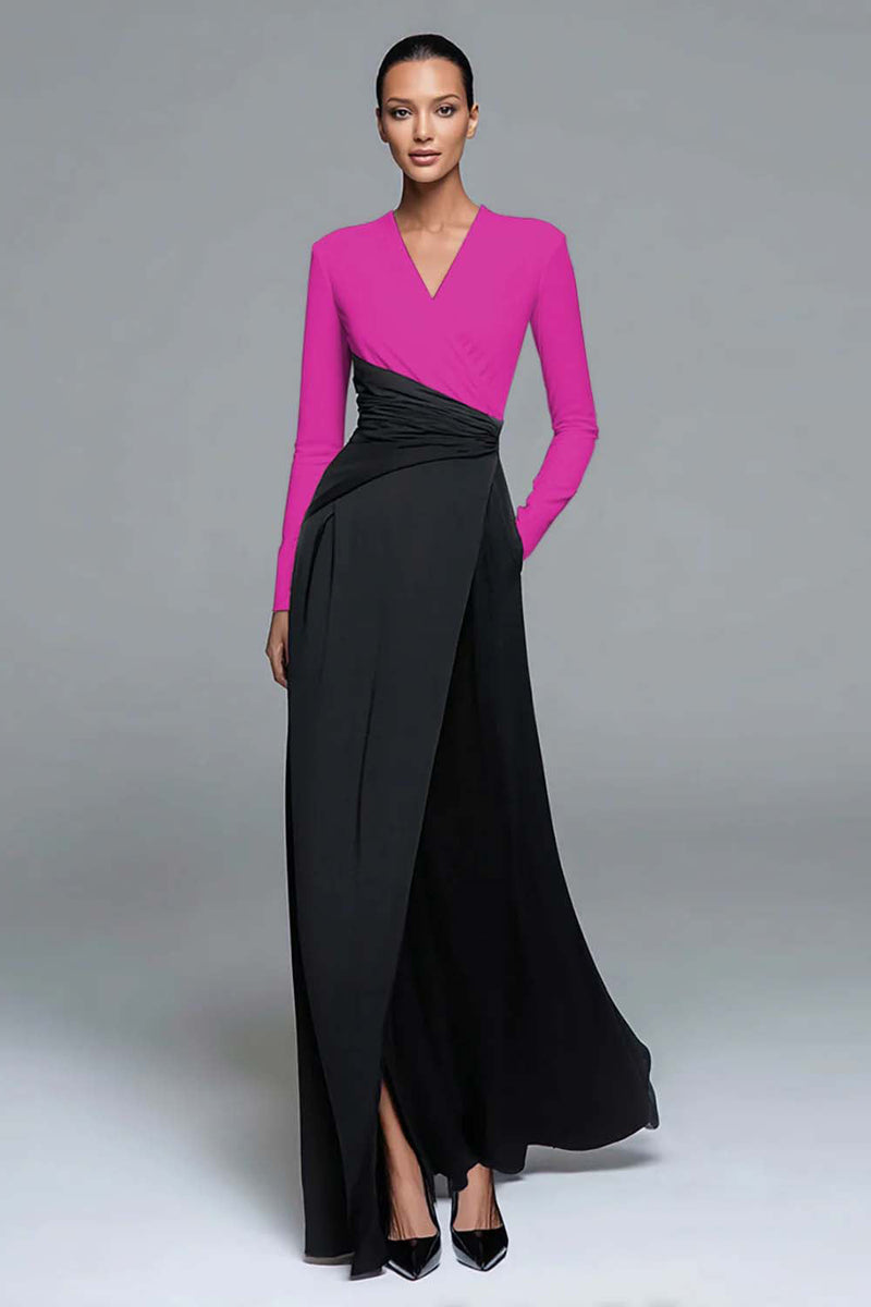 Load image into Gallery viewer, Black and White A-line V-Neck Formal Dress