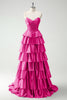 Load image into Gallery viewer, Green Sweetheart Princess Tiered Long Corset Prom Dress