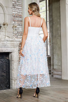 Load image into Gallery viewer, Glitter A Line Spaghetti Straps Tea Length Graduation Dress with Appliques