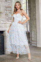 Load image into Gallery viewer, Glitter A Line Spaghetti Straps Tea Length Graduation Dress with Appliques