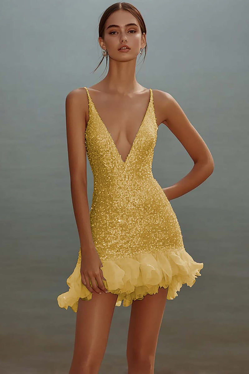 Load image into Gallery viewer, White Bodycon Spaghetti Straps Sequin Short Graduation Dress