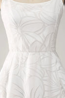 Load image into Gallery viewer, Sheath Spaghetti Straps Mini White Graduation Dress with Floral