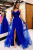 Load image into Gallery viewer, Hot Pink A Line Corset Prom Dress with Slit