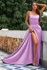 Load image into Gallery viewer, Dark Green Backless Satin Prom Dress with Slit