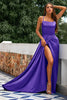 Load image into Gallery viewer, Dark Green Backless Satin Prom Dress with Slit