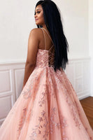 Load image into Gallery viewer, Princess Yellow Appliques Spaghetti Straps Prom Dress