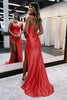 Load image into Gallery viewer, Dark Green Satin Mermaid Corset Prom Dress with Slit