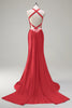 Load image into Gallery viewer, Dark Green Sparkly Beaded Corset Mermaid Spaghetti Straps Prom Dress