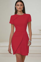 Load image into Gallery viewer, Ivory Pleated Work Dress with Short Sleeves