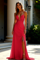 Load image into Gallery viewer, Sheath Champagne Stretch Satin Spaghetti Straps Long Prom Dress