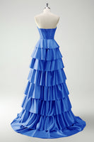 Load image into Gallery viewer, Green Sweetheart Princess Tiered Long Corset Prom Dress