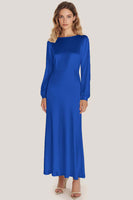 Load image into Gallery viewer, Ivory Satin Sheath Ankle Length Formal Dress with Long Sleeves