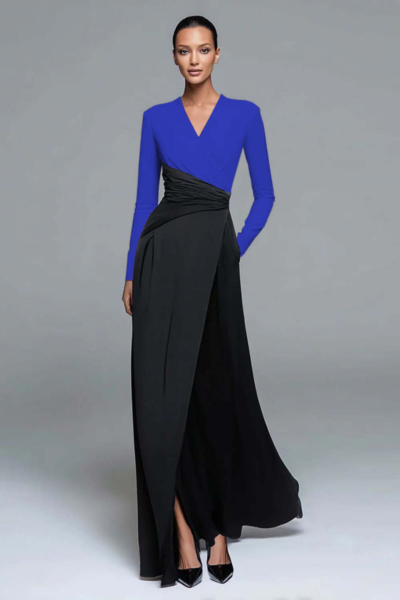 Load image into Gallery viewer, Black and White A-line V-Neck Formal Dress