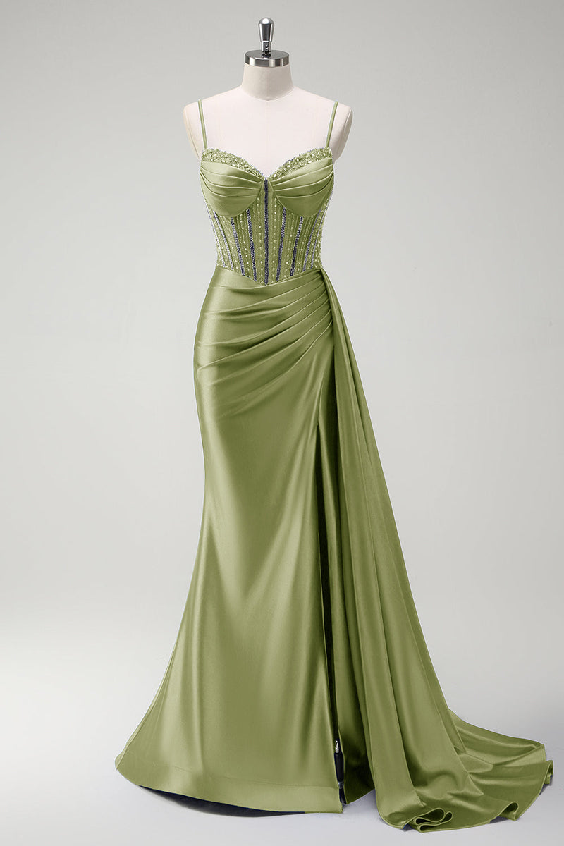 Load image into Gallery viewer, Sparkly Royal Blue Mermaid Corset Satin Long Prom Dress