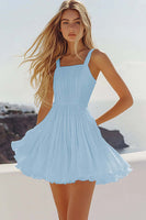 Load image into Gallery viewer, White A Line Pleated Short Graduation Dress