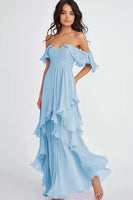 Load image into Gallery viewer, Ruffled Pleated Lilac Off the Shoulder A Line Formal Dress