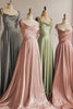 Load image into Gallery viewer, Blush Spaghetti Straps Simple Bridesmaid Dress with Bowknot