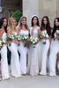 Load image into Gallery viewer, White Square Neck Satin Bridesmaid Dress With Split
