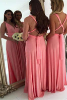 Load image into Gallery viewer, Pink A Line Sleeveless Chiffon Bridesmaid Dress with Pleated