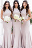 Load image into Gallery viewer, Champagne Sweep Train Satin Bridesmaid Dresses With Pleated