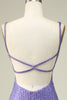 Load image into Gallery viewer, Sheath Spaghetti Straps Purple Sequins Short Graduation Dress