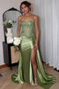 Load image into Gallery viewer, Mermaid Sparkly Spaghetti Straps Long Prom Dress with Slit