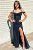 Load image into Gallery viewer, Black Mermaid Pleated Prom Dress with Slit