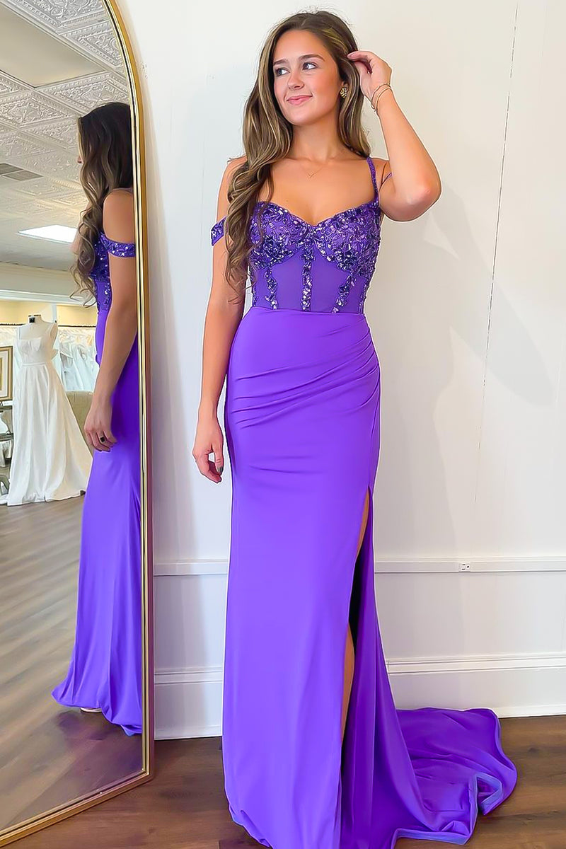 Load image into Gallery viewer, Black Mermaid Pleated Prom Dress with Slit