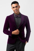 Load image into Gallery viewer, Peak Lapel Dark Purple Single Breasted Men&#39;s Blazer