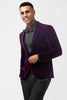 Load image into Gallery viewer, Peak Lapel Dark Purple Single Breasted Men&#39;s Blazer