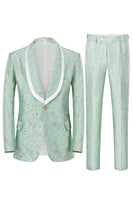 Load image into Gallery viewer, Mint Shawl Lapel One Button Jacquard Men&#39;s Prom Suits